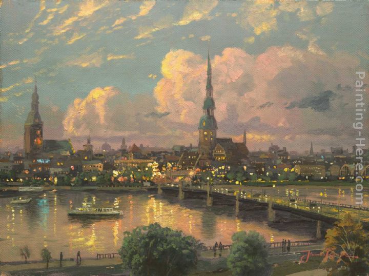 Sunset Over Riga Latvia painting - Thomas Kinkade Sunset Over Riga Latvia art painting